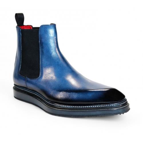 Emilio Franco "Guido" Ocean Blue Genuine Italian Calf Leather Ankle Boots.